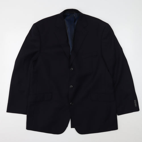 Preworn Mens Blue Wool Jacket Suit Jacket Size 44