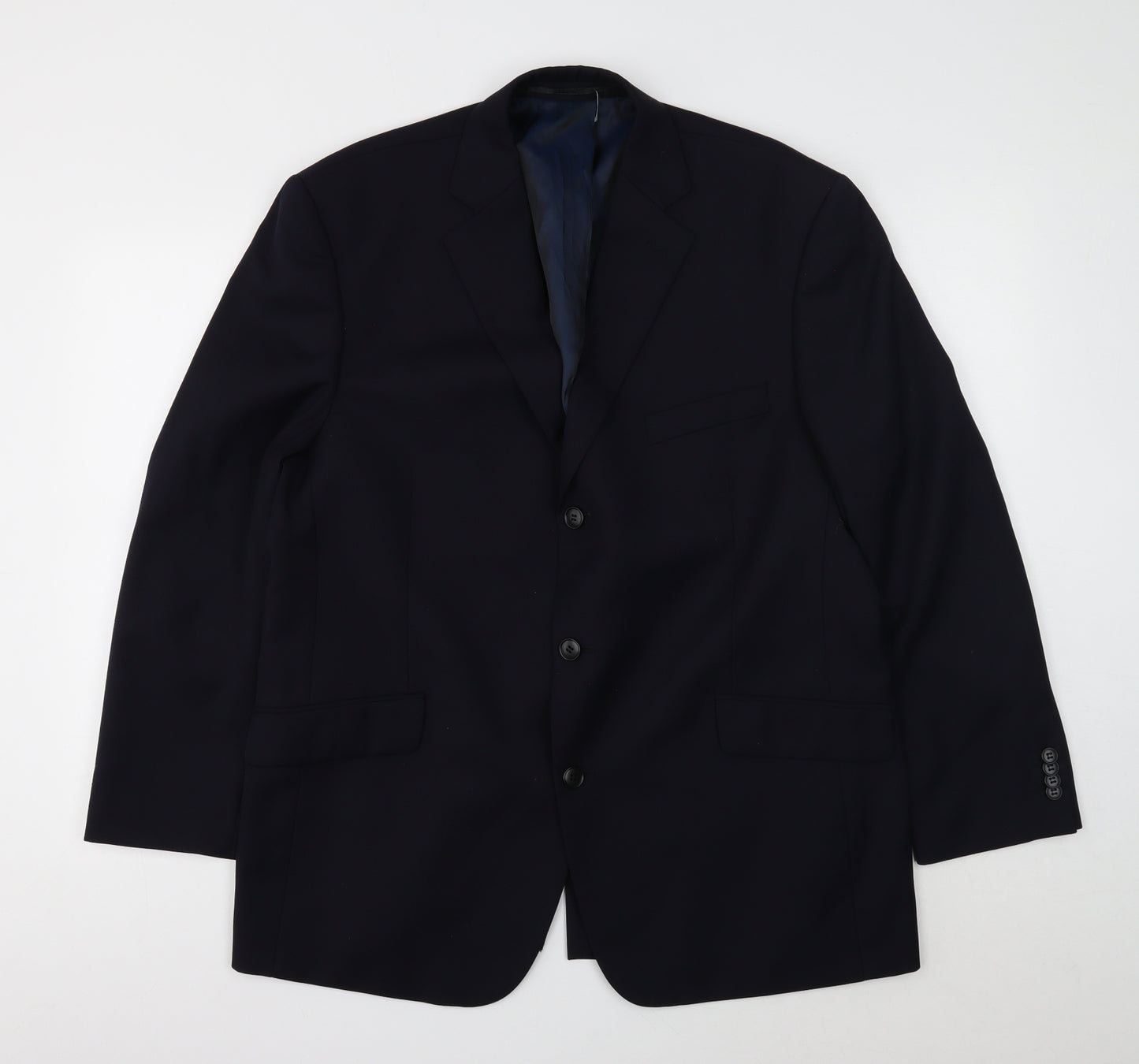 Preworn Mens Blue Wool Jacket Suit Jacket Size 44