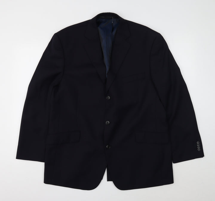 Preworn Mens Blue Wool Jacket Suit Jacket Size 44