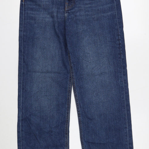 Marks and Spencer Womens Blue Cotton Straight Jeans Size 8 Regular Button