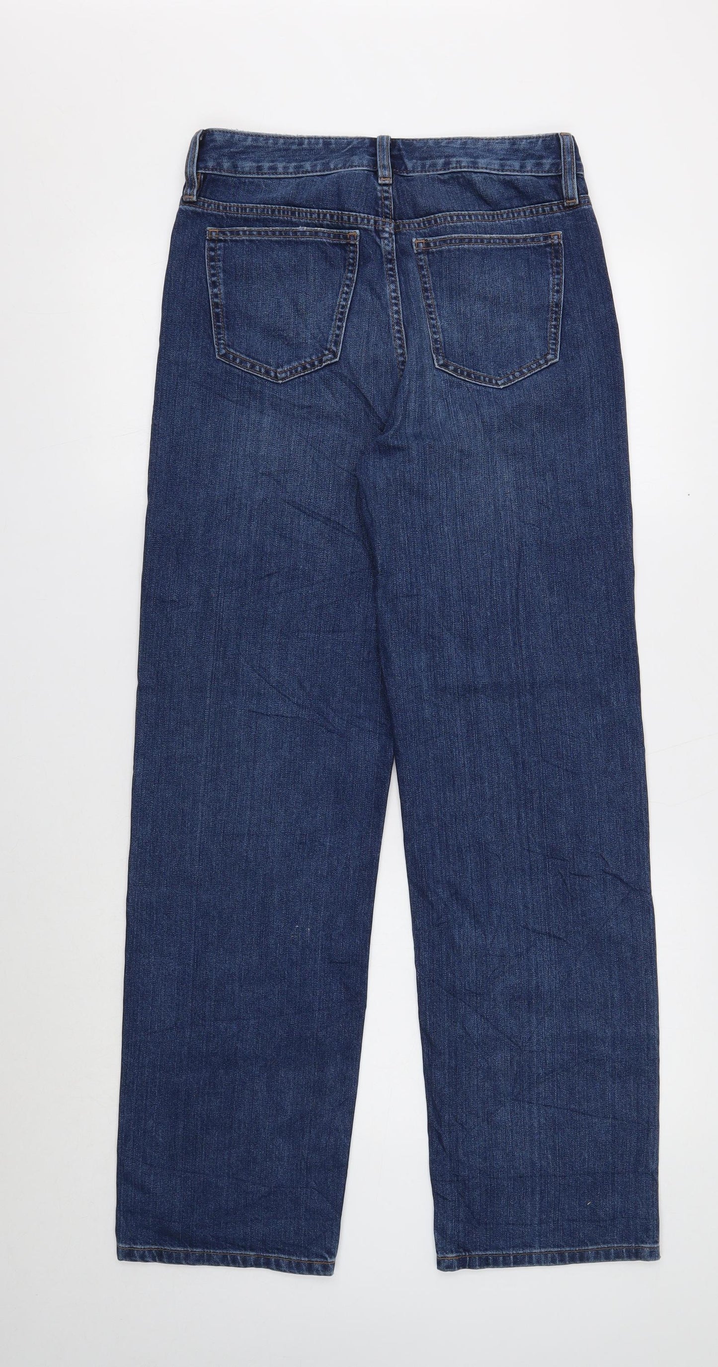 Marks and Spencer Womens Blue Cotton Straight Jeans Size 8 Regular Button