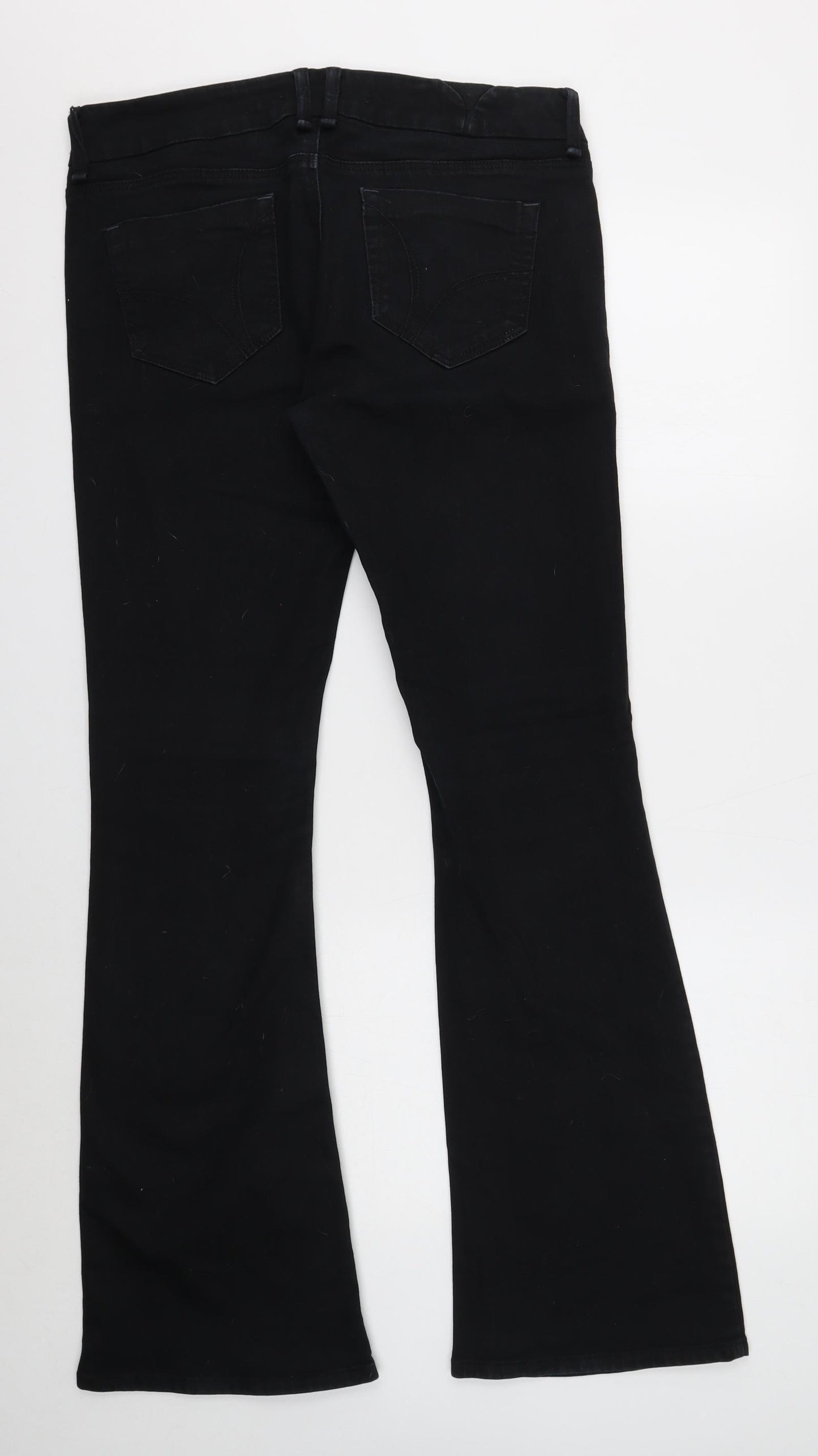 Eva Womens Black Cotton Bootcut Jeans Size 14 L34 in Regular Button