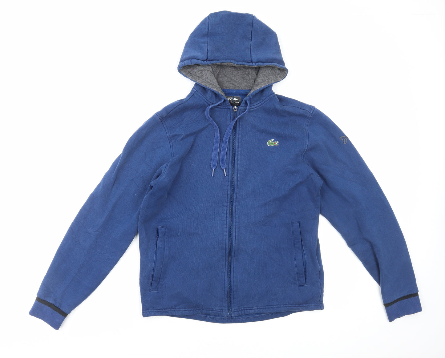 Lacoste Mens Blue Cotton Full Zip Hoodie Size M