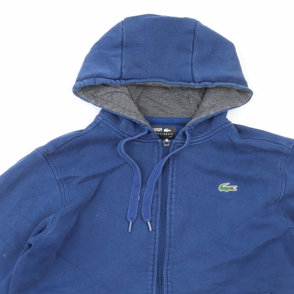 Lacoste Mens Blue Cotton Full Zip Hoodie Size M