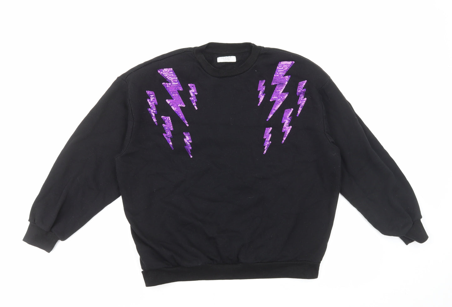 Primark Girls Black Cotton Pullover Sweatshirt Size 12-13 Years Pullover - Lightning Bolt