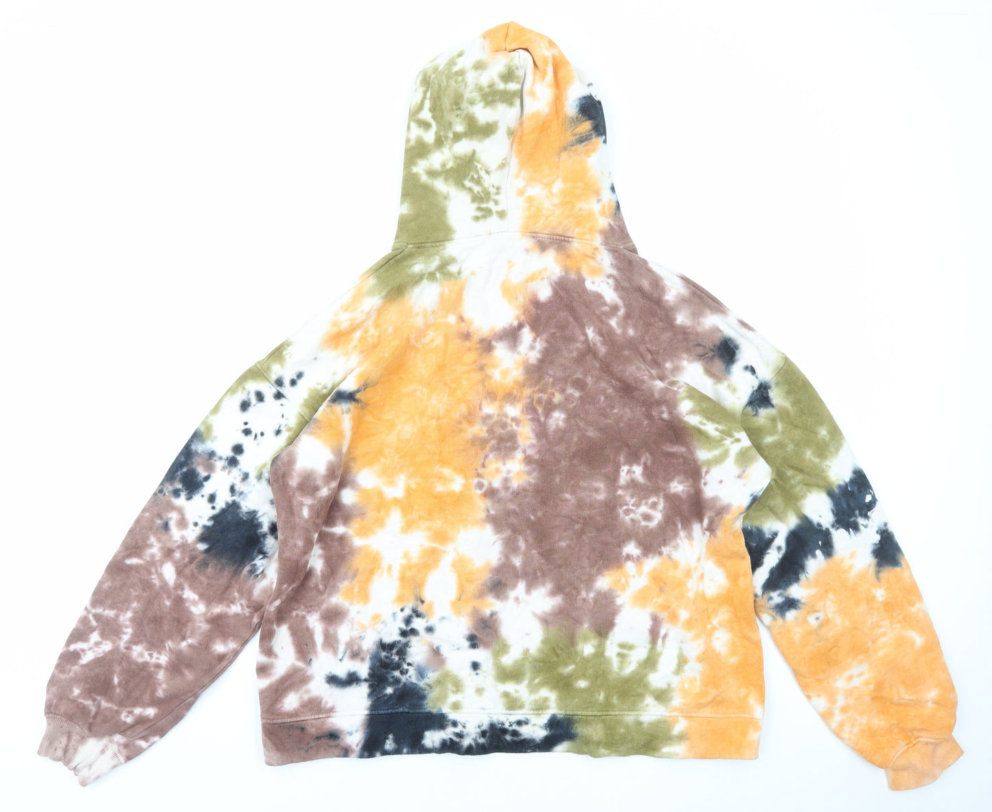 PRETTYLITTLETHING Womens Multicoloured Geometric Cotton Pullover Hoodie Size 12 Pullover - Tie Dye
