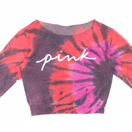PINK Womens Multicoloured Cotton Pullover Sweatshirt Size S Pullover