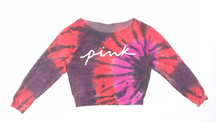 PINK Womens Multicoloured Cotton Pullover Sweatshirt Size S Pullover