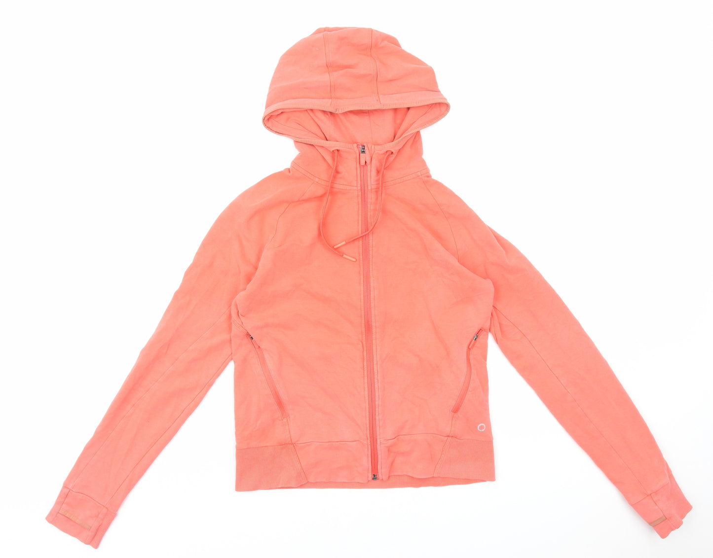 Marks and Spencer Womens Orange Cotton Full Zip Hoodie Size 6 Zip