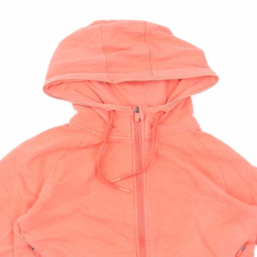 Marks and Spencer Womens Orange Cotton Full Zip Hoodie Size 6 Zip