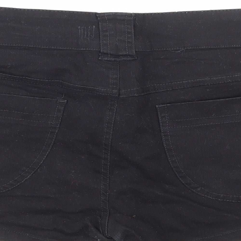 Primark Womens Black Cotton Hot Pants Shorts Size 16 Regular Zip