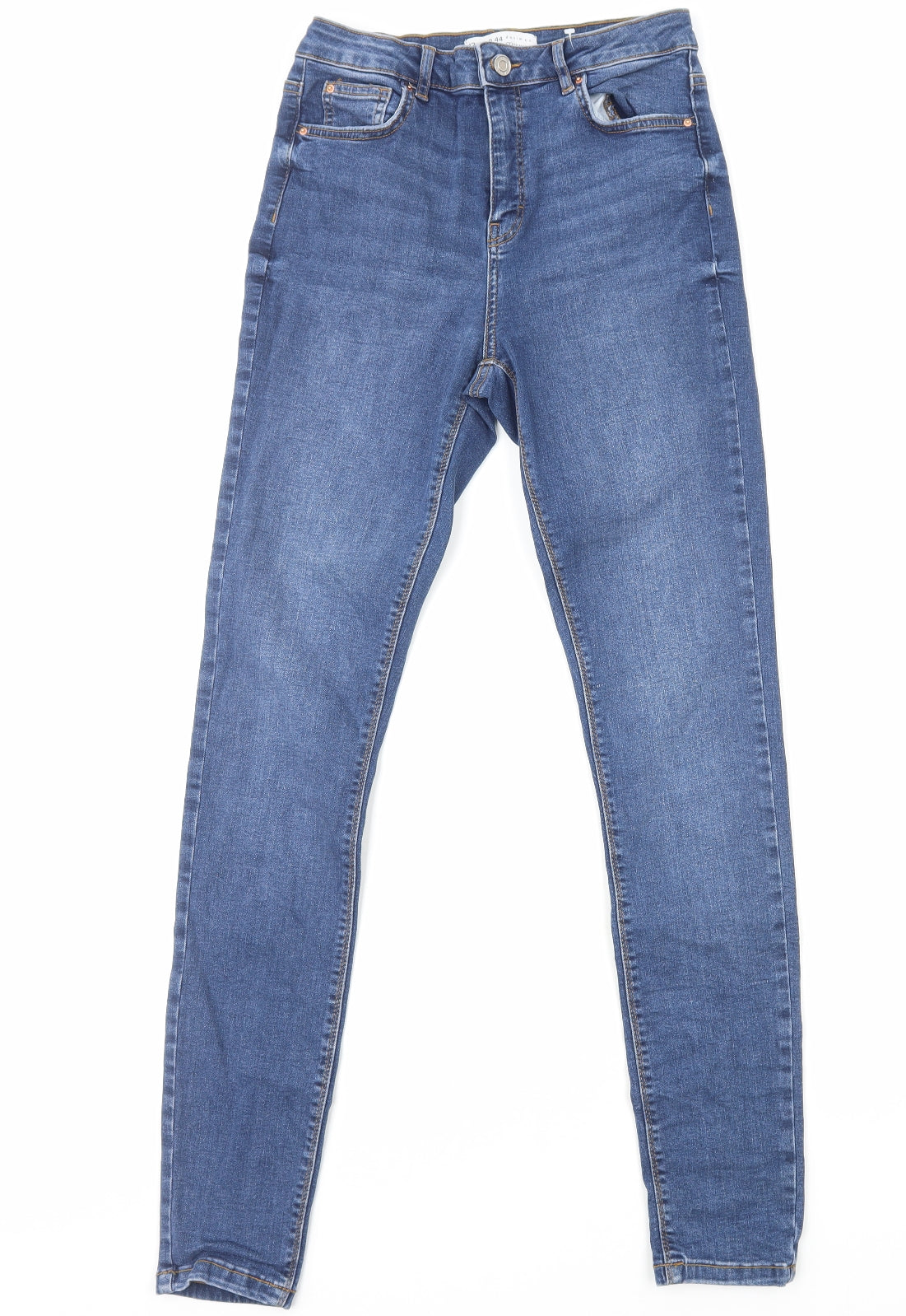 Primark Womens Blue Cotton Skinny Jeans Size 12 Regular Zip