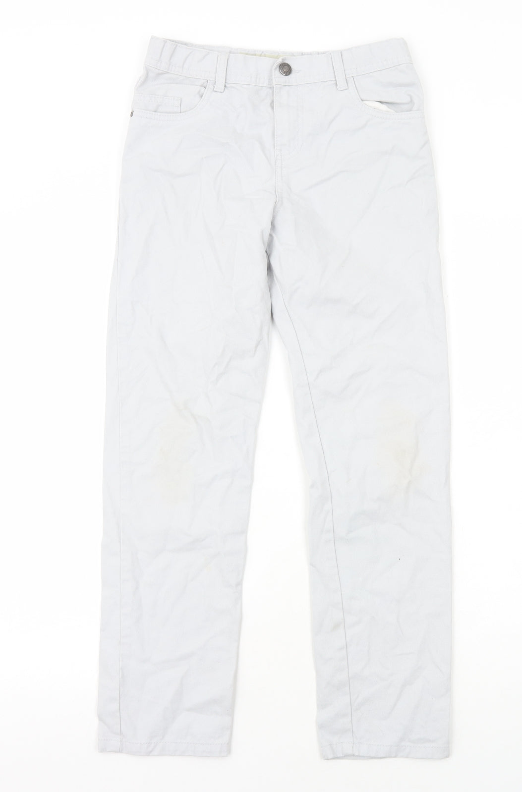 Primark Girls Grey Cotton Boyfriend Jeans Size 10-11 Years Regular Zip