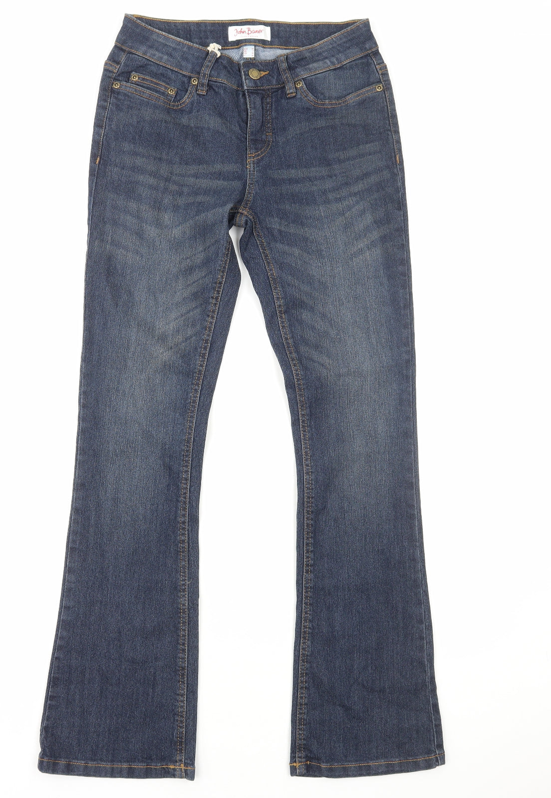 John Baner Womens Blue Cotton Bootcut Jeans Size 8 Regular Zip