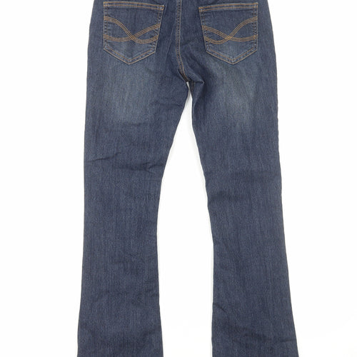 John Baner Womens Blue Cotton Bootcut Jeans Size 8 Regular Zip