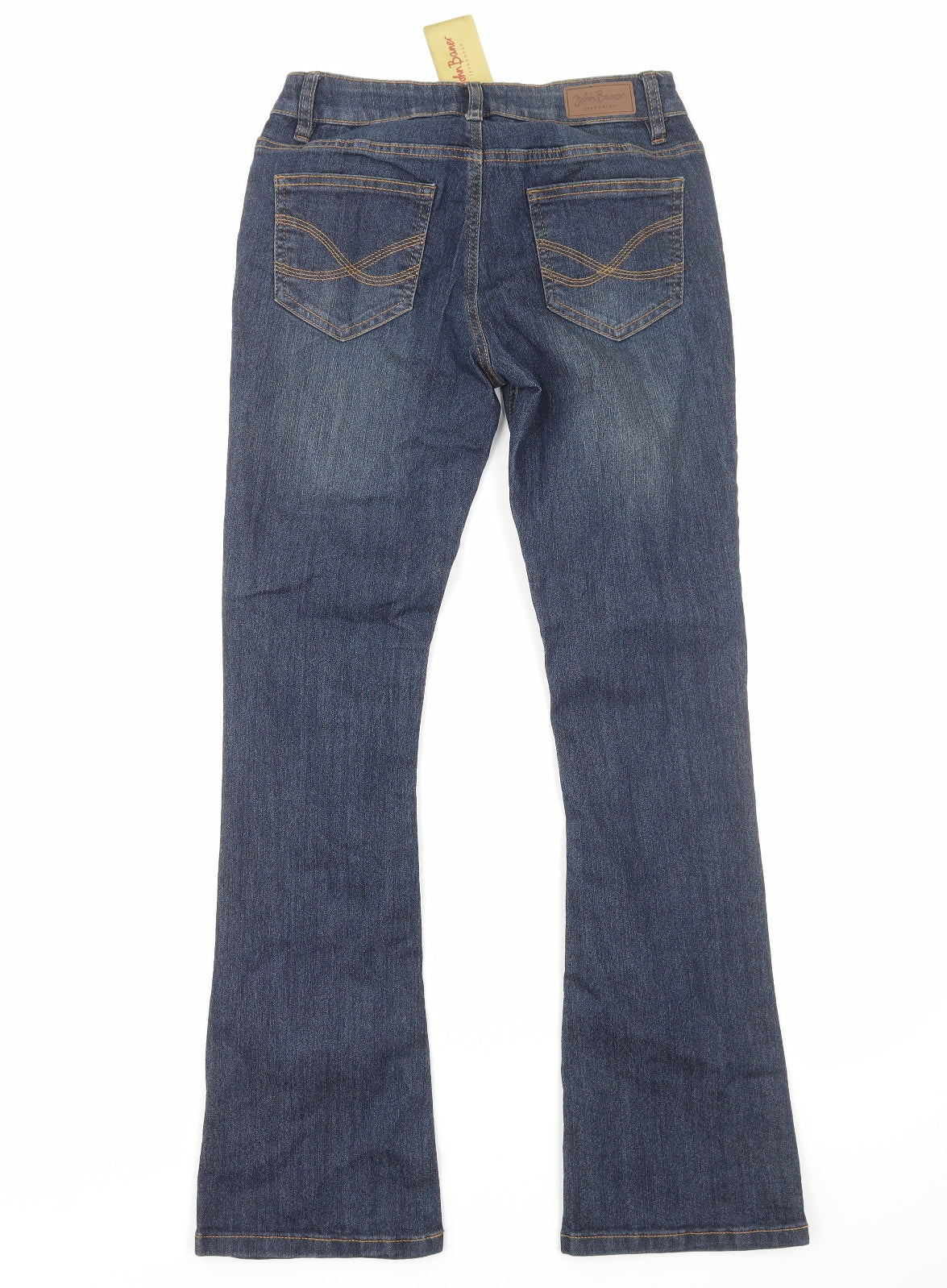 John Baner Womens Blue Cotton Bootcut Jeans Size 8 Regular Zip