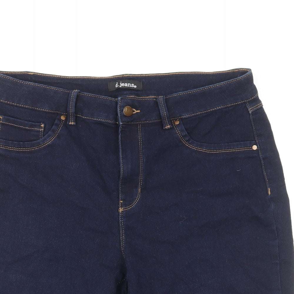 D. Jeans Womens Blue Cotton Bermuda Shorts Size 16 Regular Zip