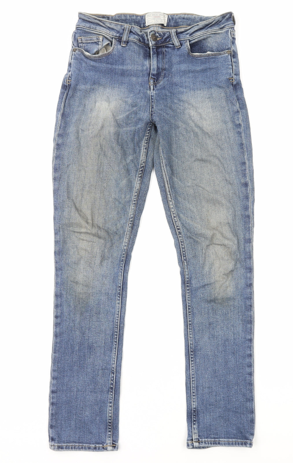 Fat Face Womens Blue Cotton Straight Jeans Size 10 Regular Zip