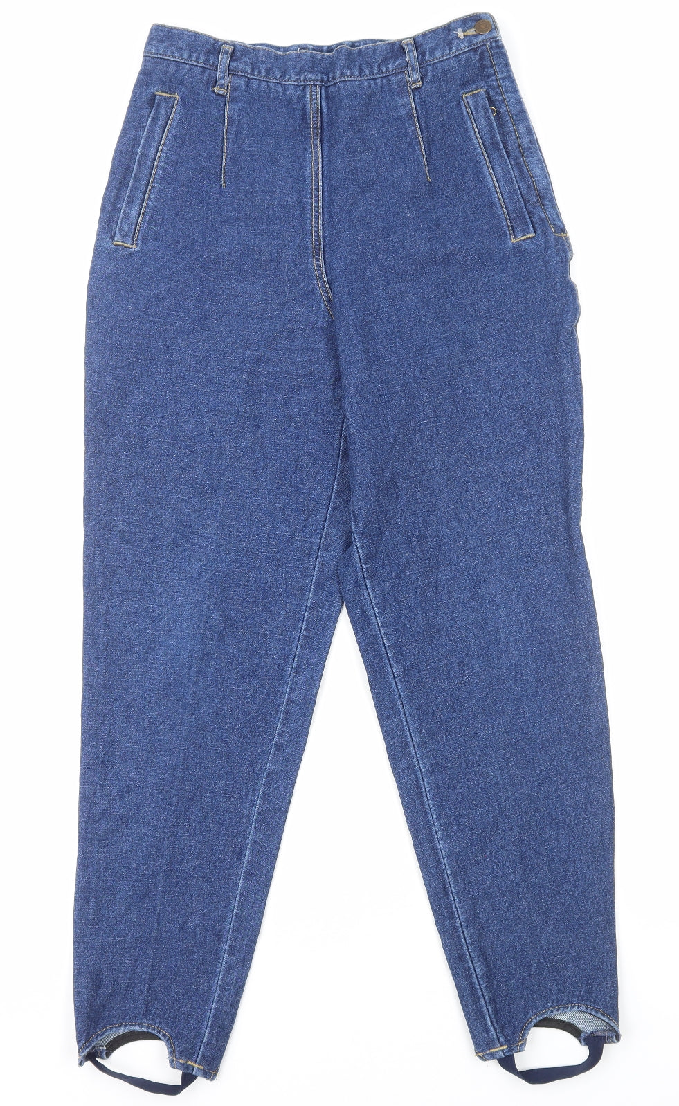 Lizwear Womens Blue Cotton Straight Jeans Size 12 Regular Zip - Elasticated Bottom