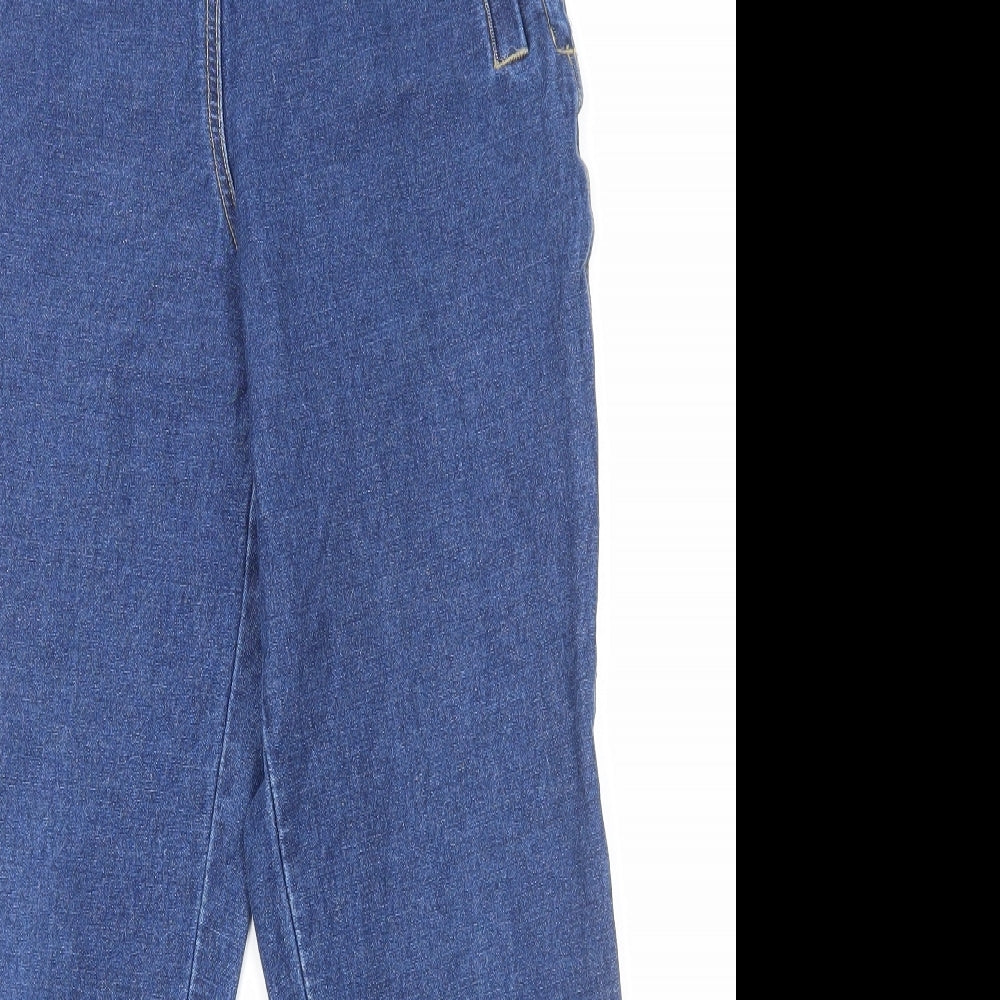 Lizwear Womens Blue Cotton Straight Jeans Size 12 Regular Zip - Elasticated Bottom