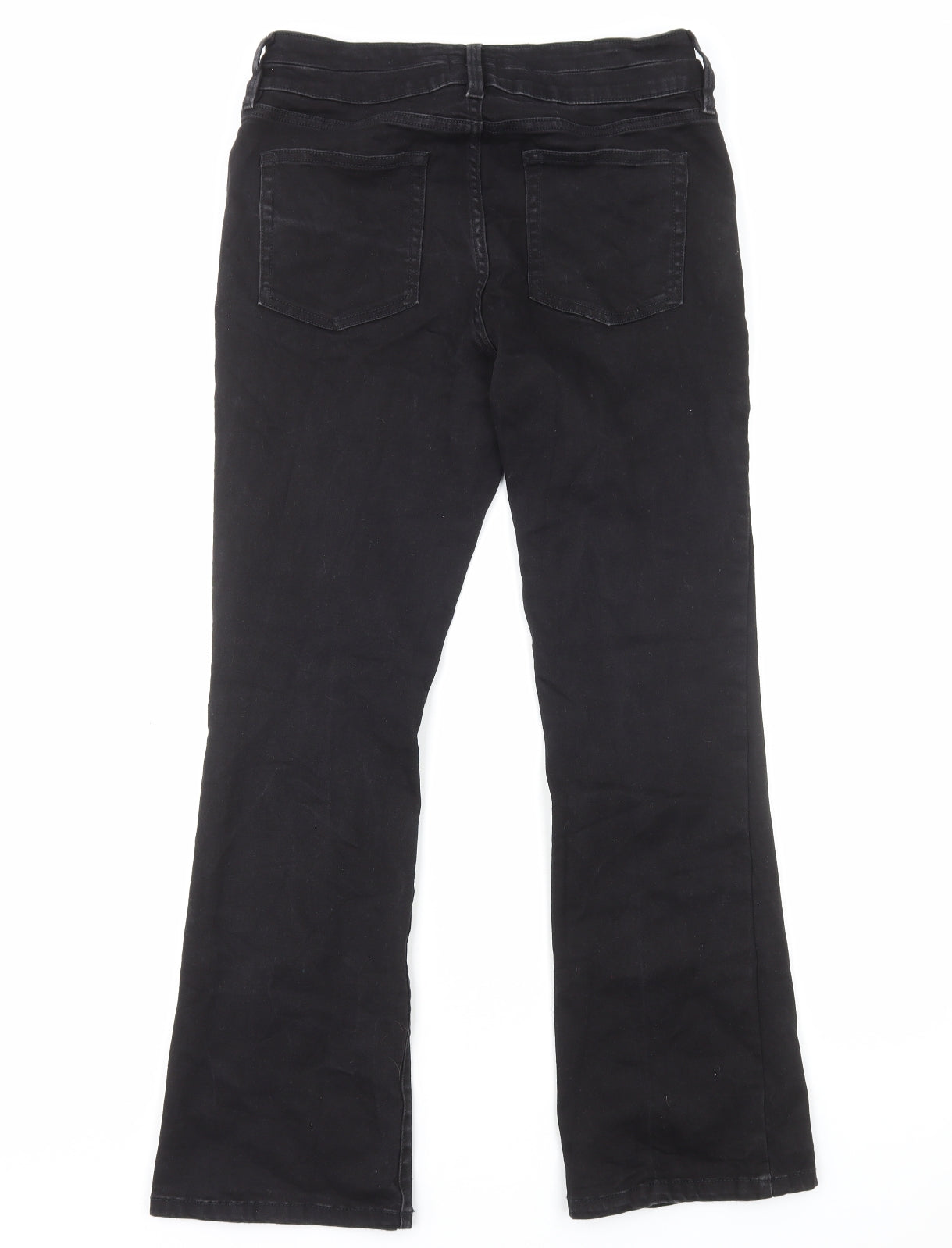 F&F Womens Black Cotton Bootcut Jeans Size 14 Regular Zip
