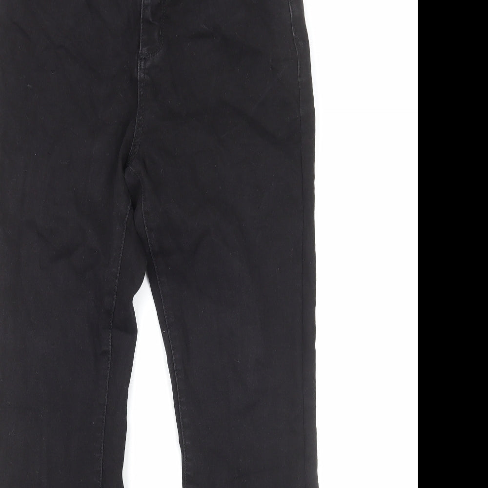 F&F Womens Black Cotton Bootcut Jeans Size 14 Regular Zip