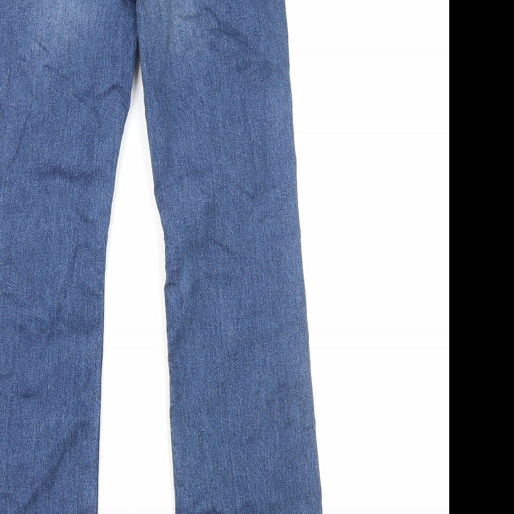Marks and Spencer Womens Blue Cotton Bootcut Jeans Size 8 Regular Zip