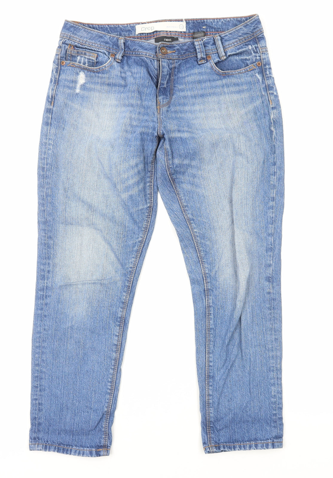 NEXT Womens Blue Cotton Cropped Jeans Size 12 Regular Zip