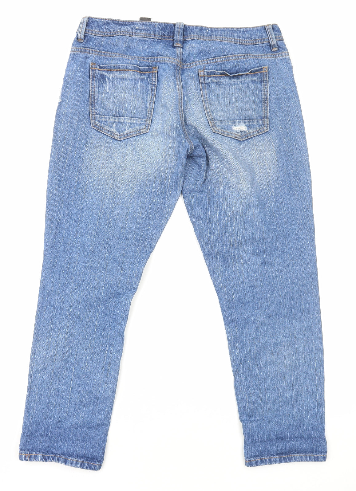 NEXT Womens Blue Cotton Cropped Jeans Size 12 Regular Zip