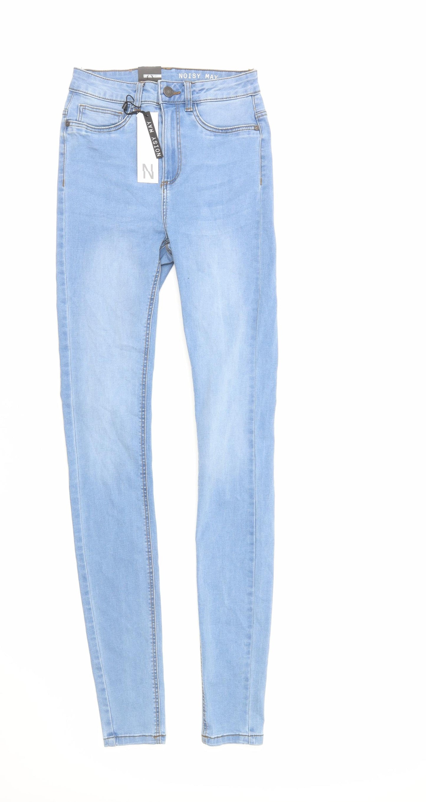 Noisy may Womens Blue Cotton Skinny Jeans Size 10 L36 in Regular Zip