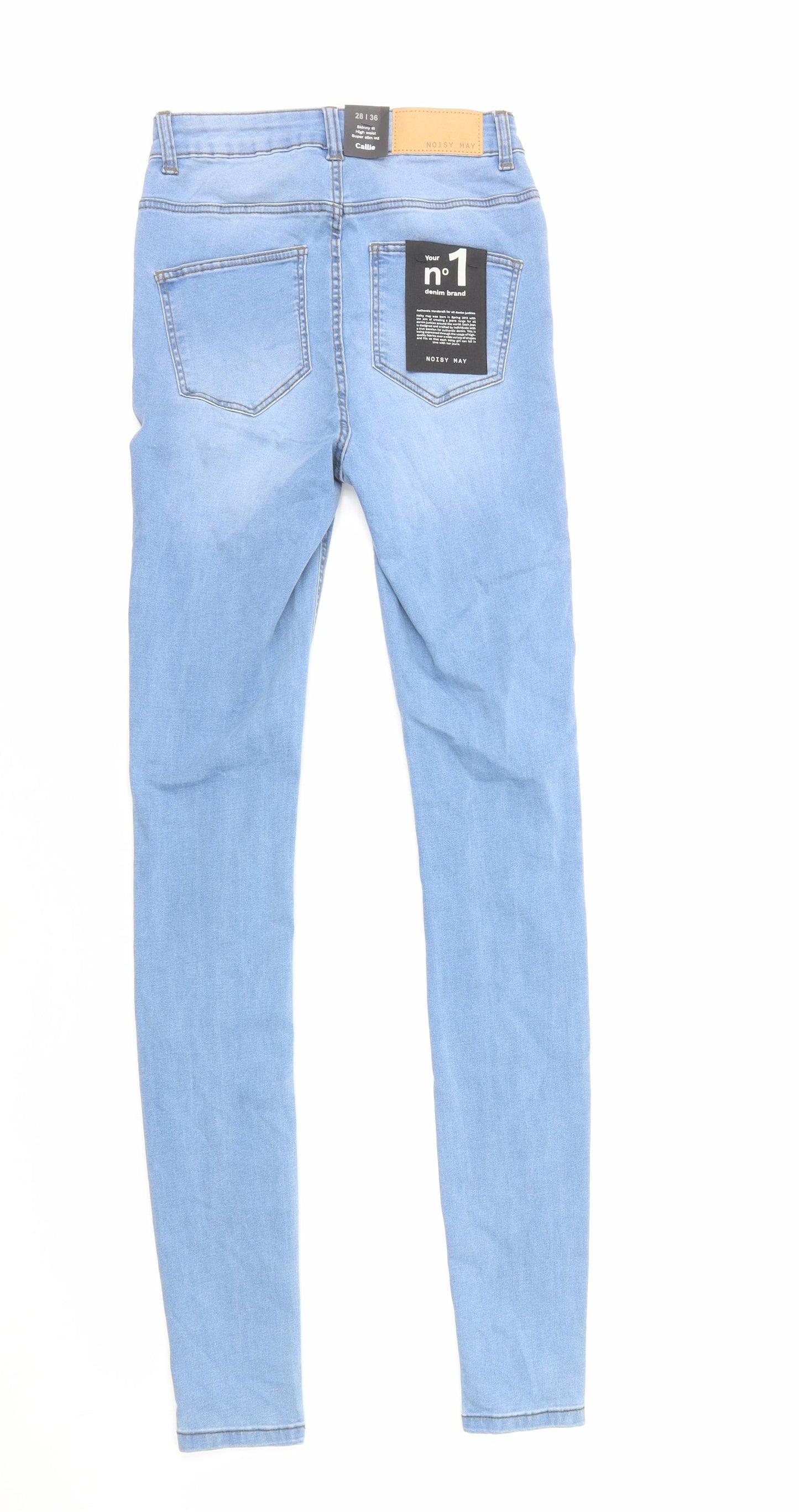 Noisy may Womens Blue Cotton Skinny Jeans Size 10 L36 in Regular Zip