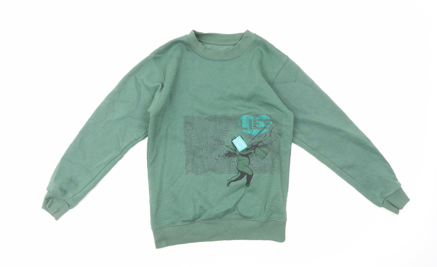 Little White Lies Mens Green Cotton Pullover Sweatshirt Size XS