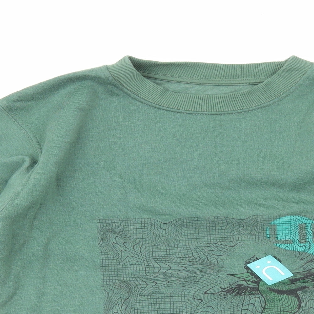 Little White Lies Mens Green Cotton Pullover Sweatshirt Size XS