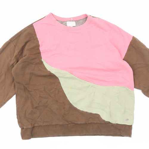Pull&Bear Womens Multicoloured Colourblock Cotton Pullover Sweatshirt Size L Pullover
