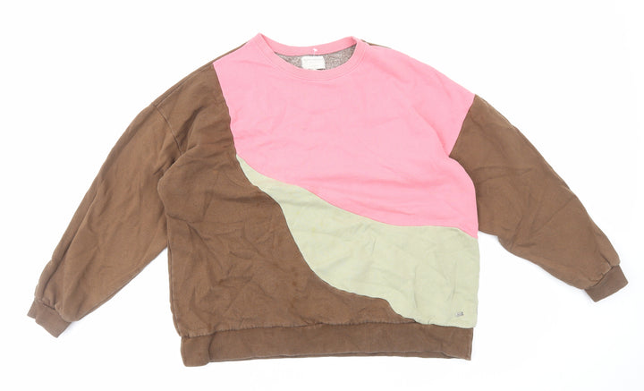 Pull&Bear Womens Multicoloured Colourblock Cotton Pullover Sweatshirt Size L Pullover