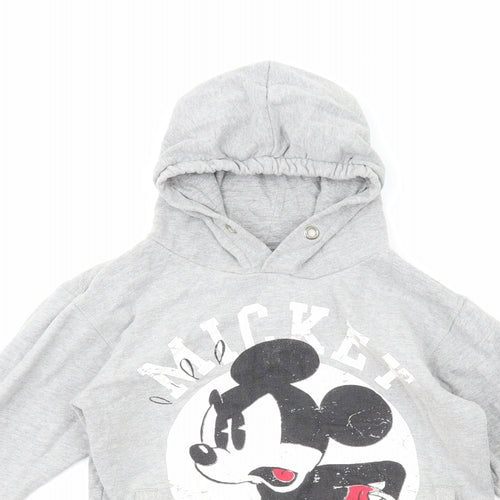 Disneyland Paris Girls Grey Cotton Pullover Hoodie Size 12 Years Pullover - Mickey Mouse