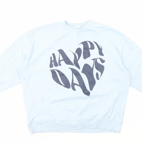 Primark Womens Blue Cotton Pullover Sweatshirt Size L Pullover - Happy Days