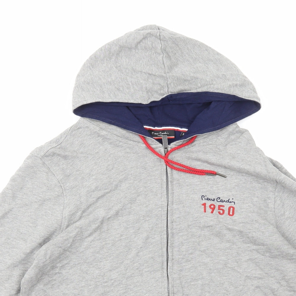 Pierre Cardin Mens Grey Cotton Full Zip Hoodie Size M