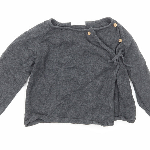 La Redoute Girls Grey Cotton Cardigan Jumper Size 12-18 Months Button