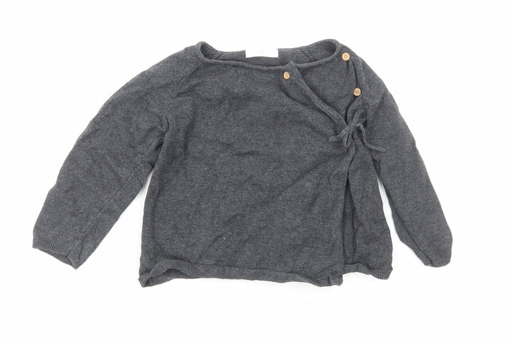 La Redoute Girls Grey Cotton Cardigan Jumper Size 12-18 Months Button