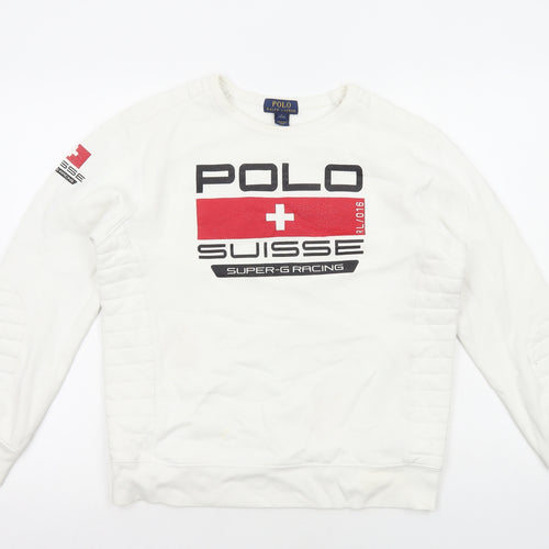 Polo Ralph Lauren Womens White Cotton Pullover Sweatshirt Size L Pullover - Suisse