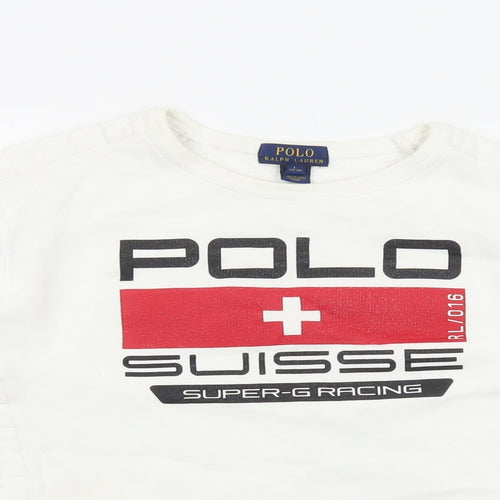 Polo Ralph Lauren Womens White Cotton Pullover Sweatshirt Size L Pullover - Suisse