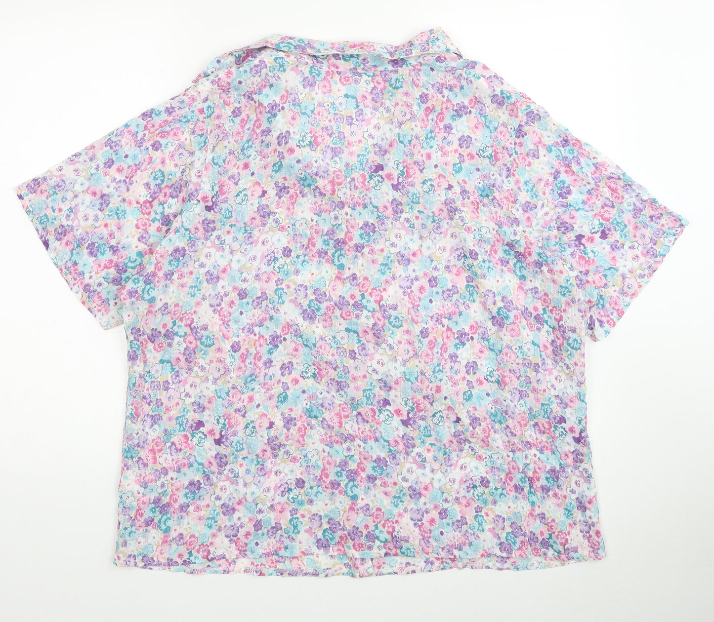 Marks and Spencer Womens Multicoloured Floral Cotton Basic Button-Up Size 22 Collared