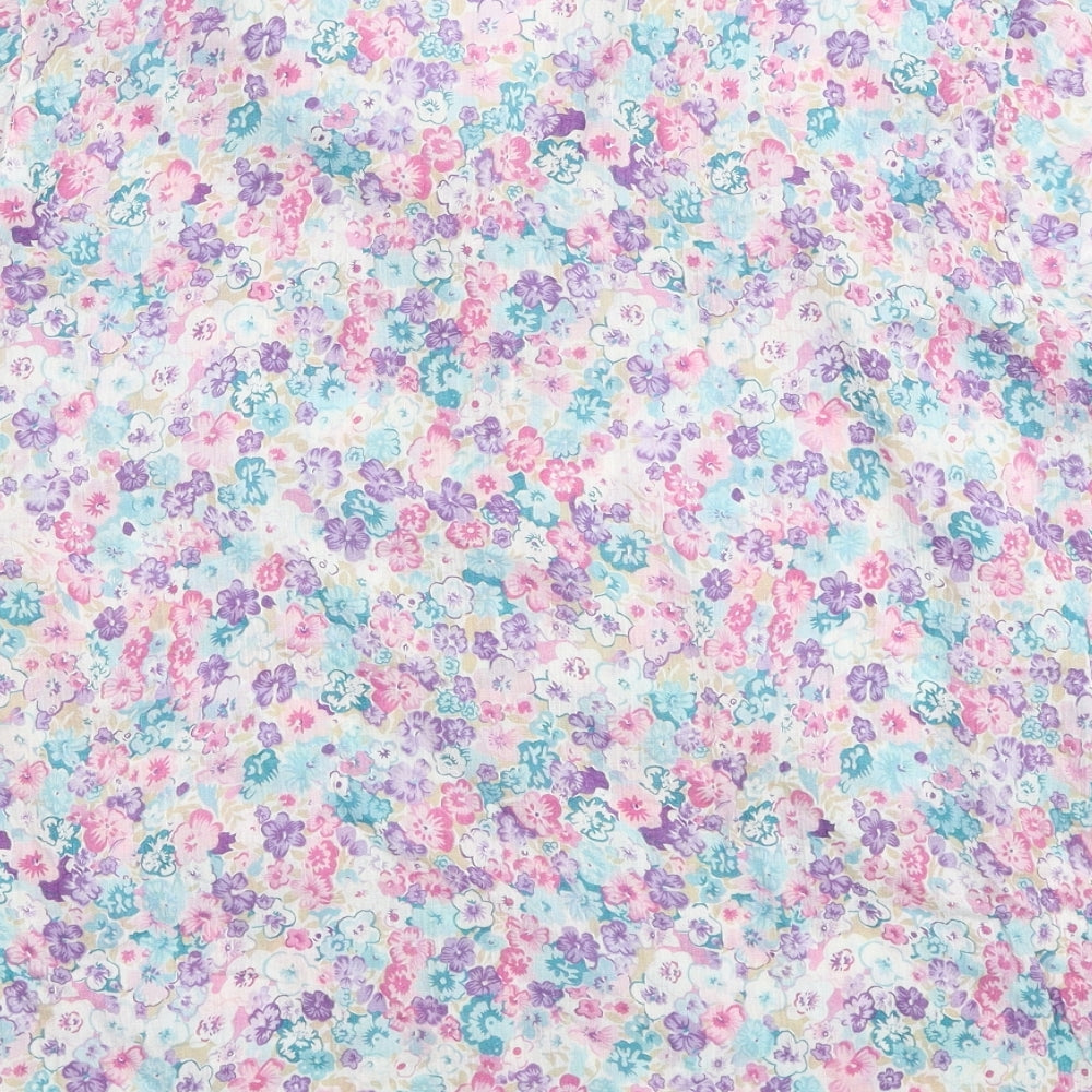 Marks and Spencer Womens Multicoloured Floral Cotton Basic Button-Up Size 22 Collared