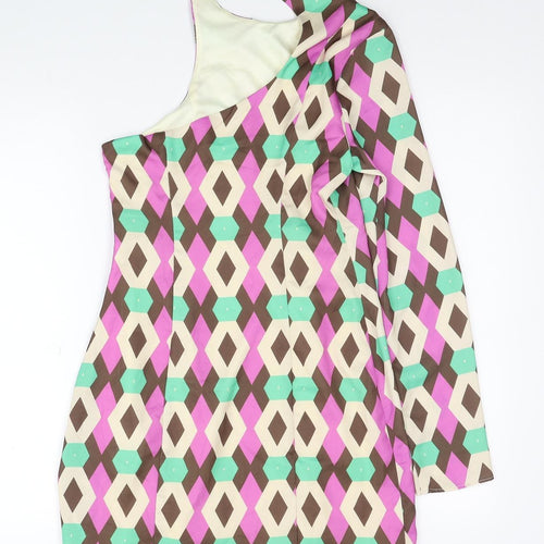 Zara Womens Multicoloured Geometric Polyester Shift Size XS Round Neck Zip