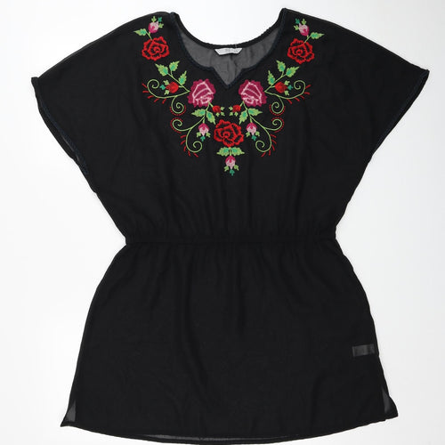 TU Womens Black Polyester Kaftan Size 12 V-Neck Pullover