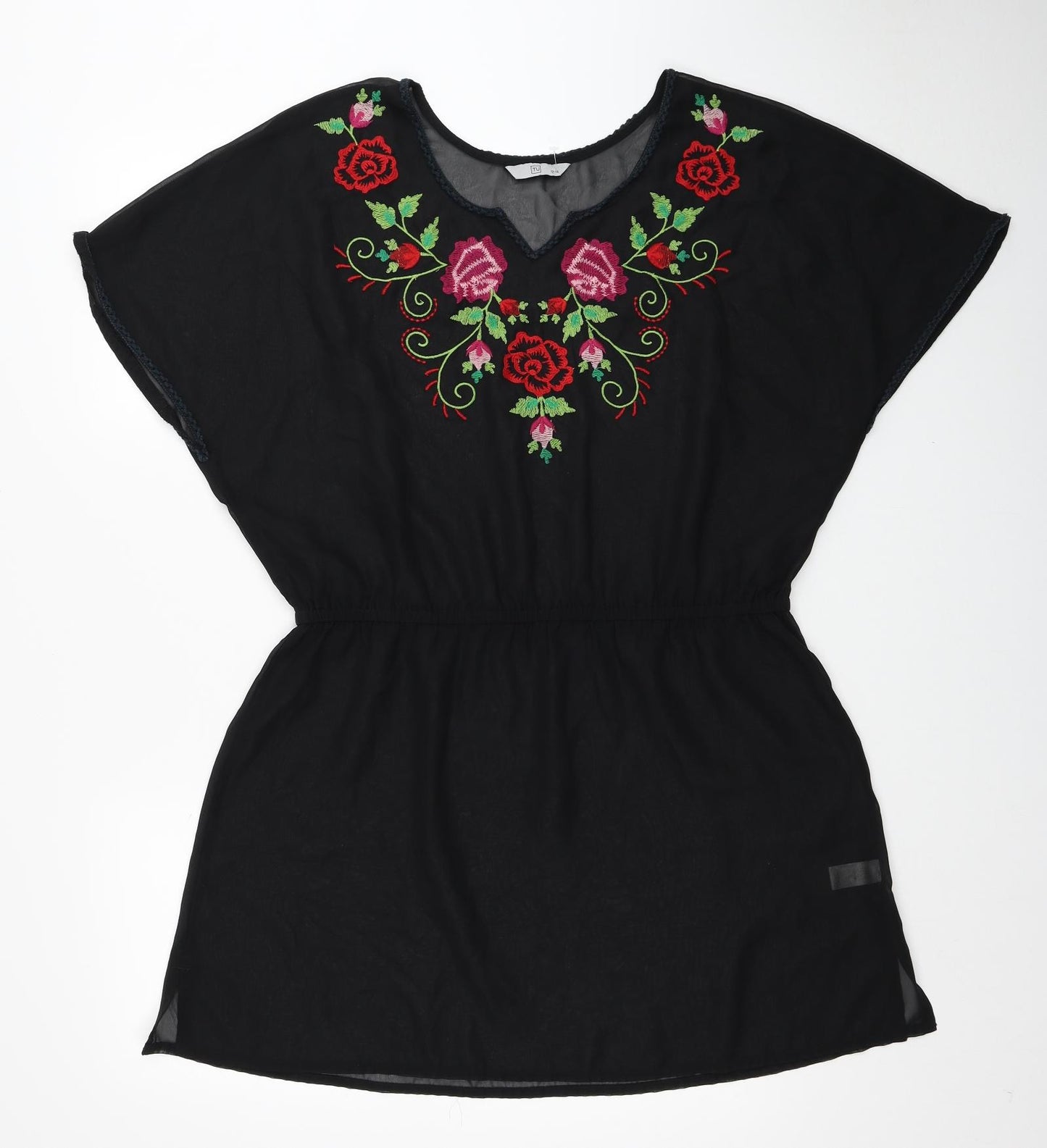 TU Womens Black Polyester Kaftan Size 12 V-Neck Pullover