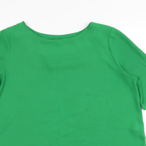 Preworn Womens Green Polyester Basic T-Shirt Size 8 Round Neck