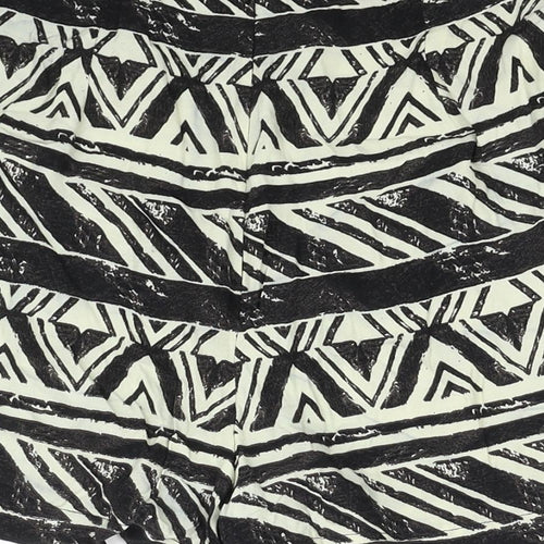 Topshop Womens Black Geometric Viscose Culotte Shorts Size 10 Regular Zip