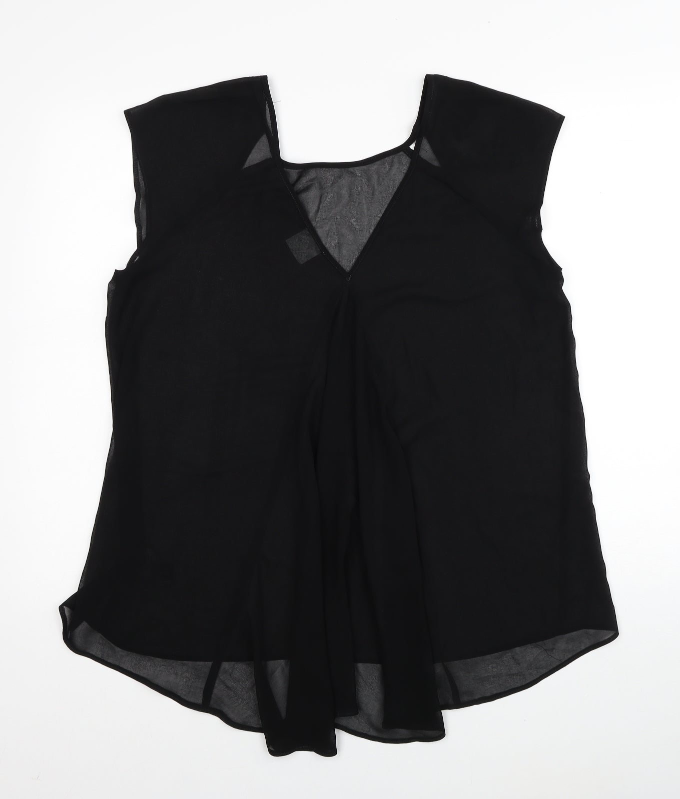 George Womens Black Polyester Basic Tank Size 16 V-Neck - Cut Out Details